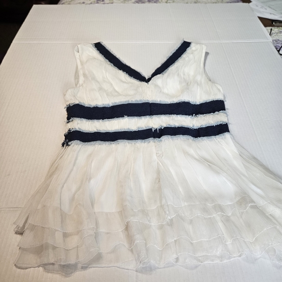 Randolph Duke V Neck Ivory Chiffon Blouse Size Large - Picture 2 of 10